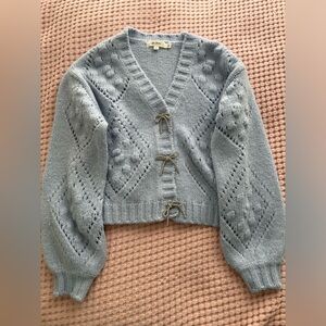 Blue Knit Cardigan Sweater